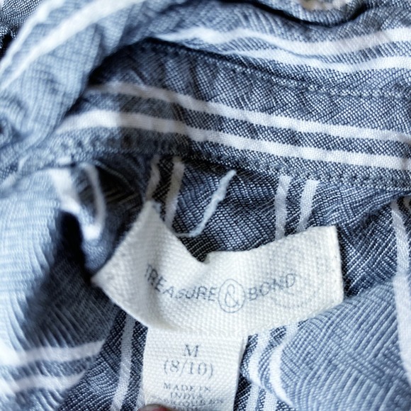 Treasure & Bond Gray Striped Front Knot Top GIrl's Size 8-10 - Picture 3 of 3